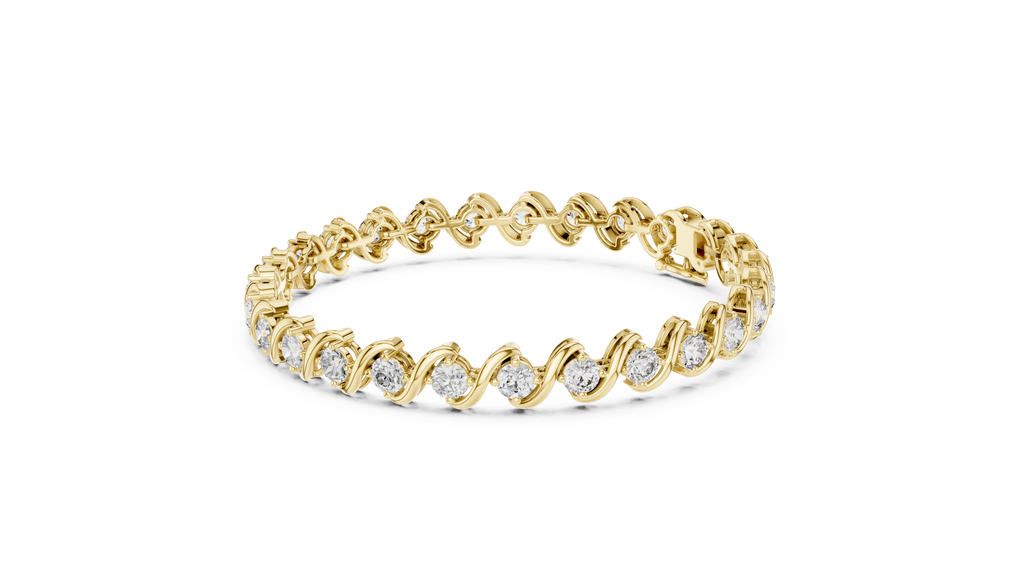 Wavelara Wave Ribbon Round Lab Grown Diamond Tennis Bracelet