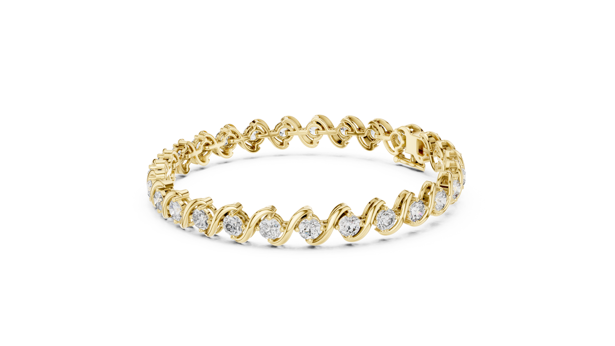 Wavelara Wave Ribbon Round Lab Grown Diamond Tennis Bracelet
