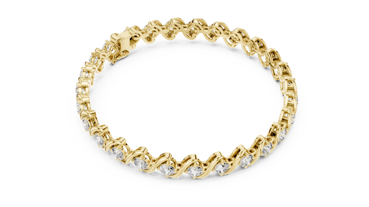 Wavelara Wave Ribbon Round Lab Grown Diamond Tennis Bracelet