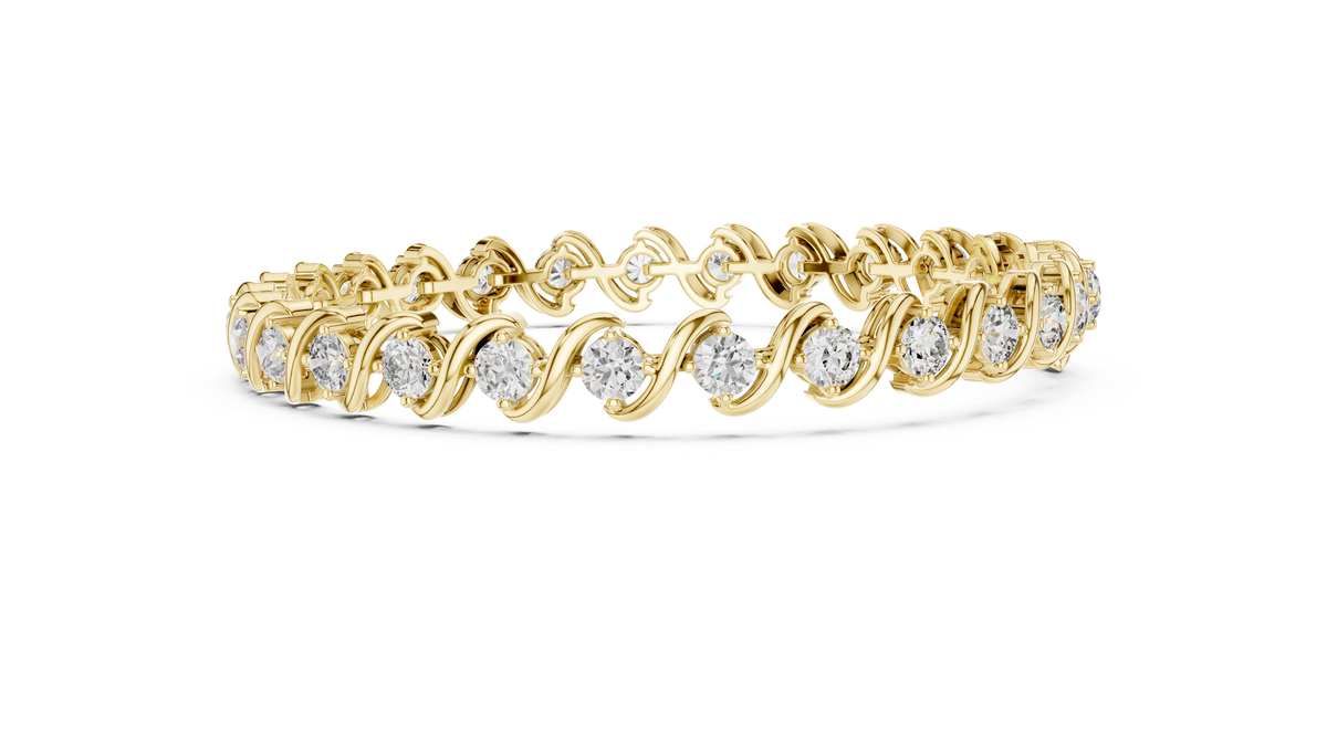 Wavelara Wave Ribbon Round Lab Grown Diamond Tennis Bracelet