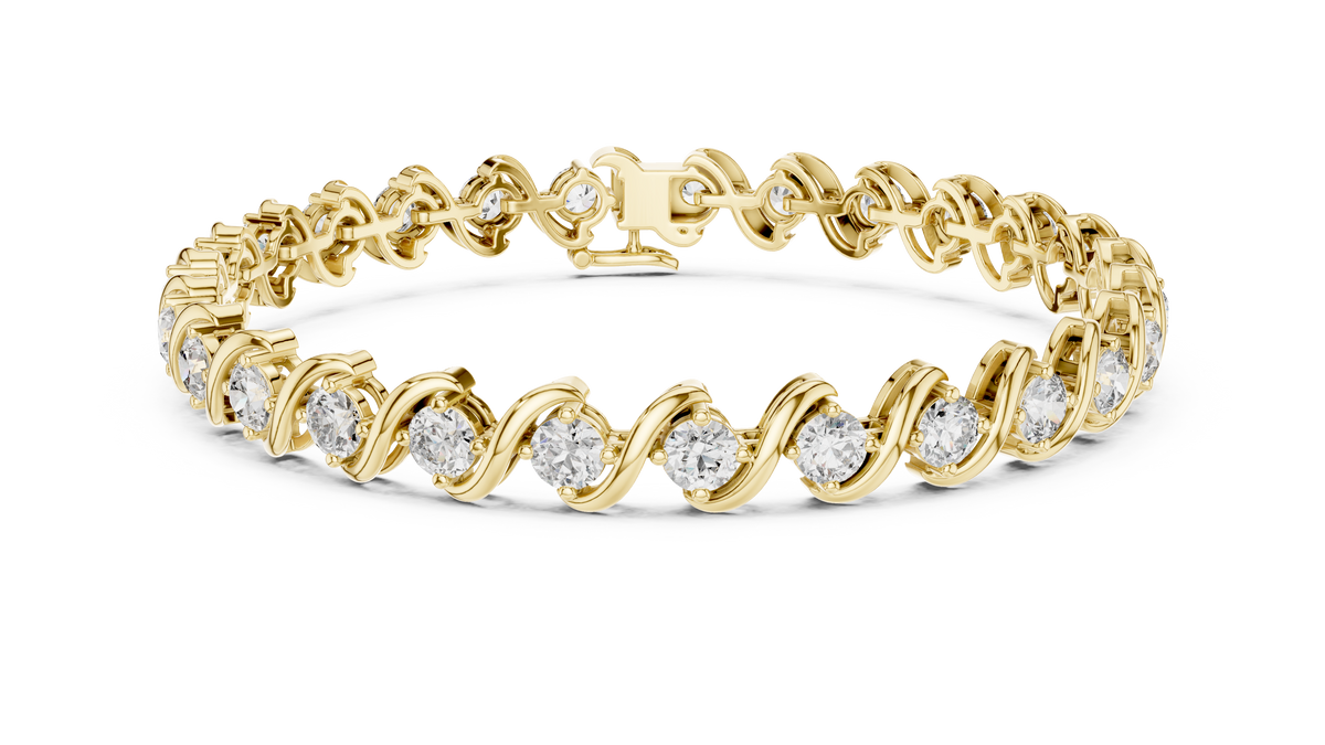 Wavelara Wave Ribbon Round Lab Grown Diamond Tennis Bracelet