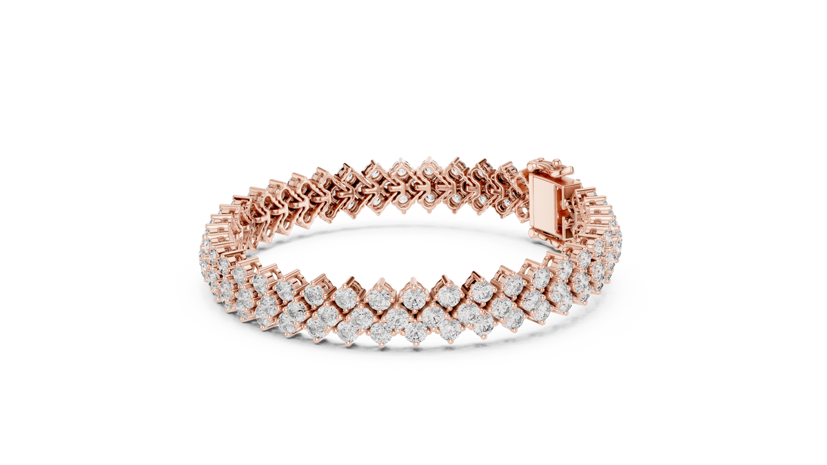 Tresora Three-Row Round Lab Grown Diamond Statement Bracelet