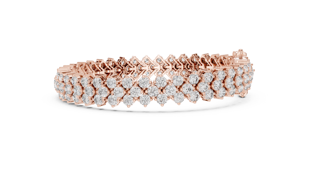 Tresora Three-Row Round Lab Grown Diamond Statement Bracelet