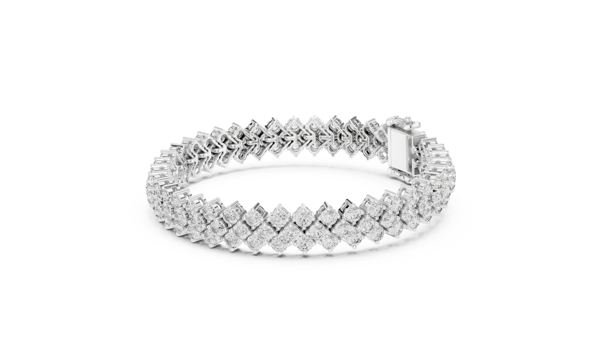Tresora Three-Row Round Lab Grown Diamond Statement Bracelet