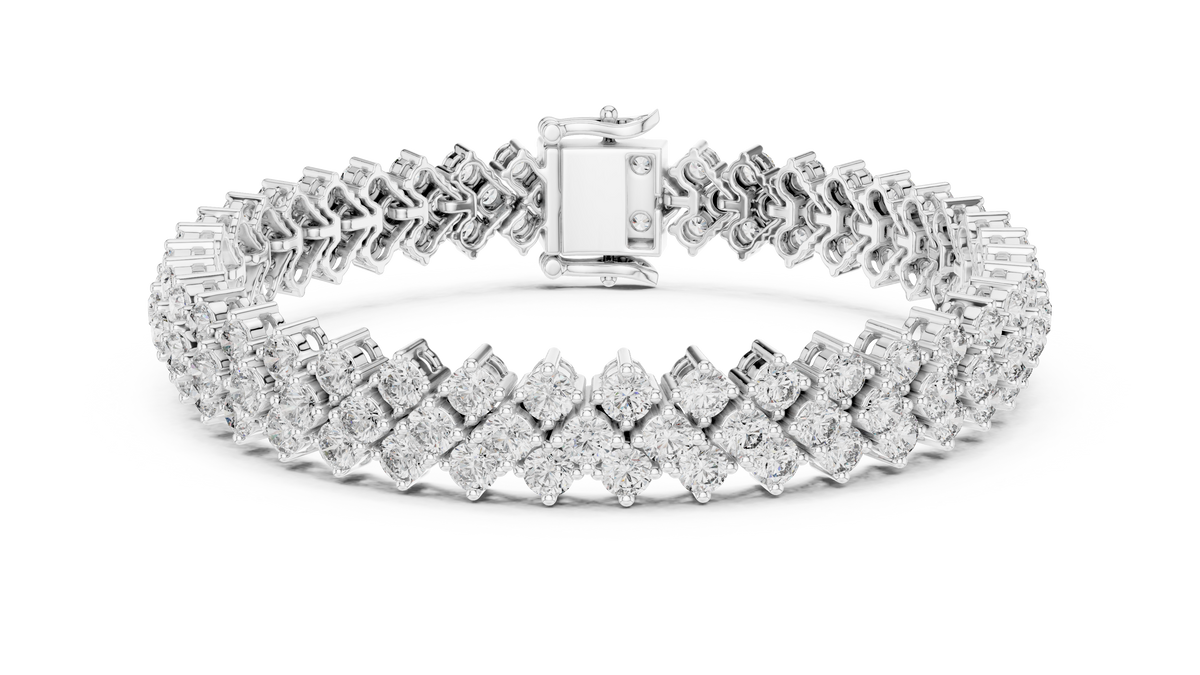 Tresora Three-Row Round Lab Grown Diamond Statement Bracelet