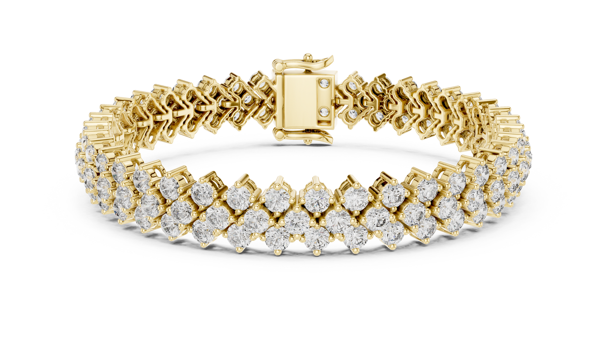 Tresora Three-Row Round Lab Grown Diamond Statement Bracelet