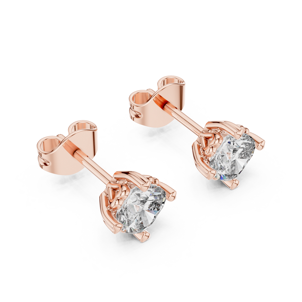 Belovia Heart Prong Cushion Cut Lab Grown Diamond Solitaire Studs