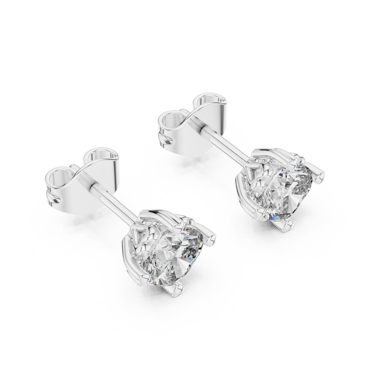 Belovia Heart Prong Cushion Cut Lab Grown Diamond Solitaire Studs