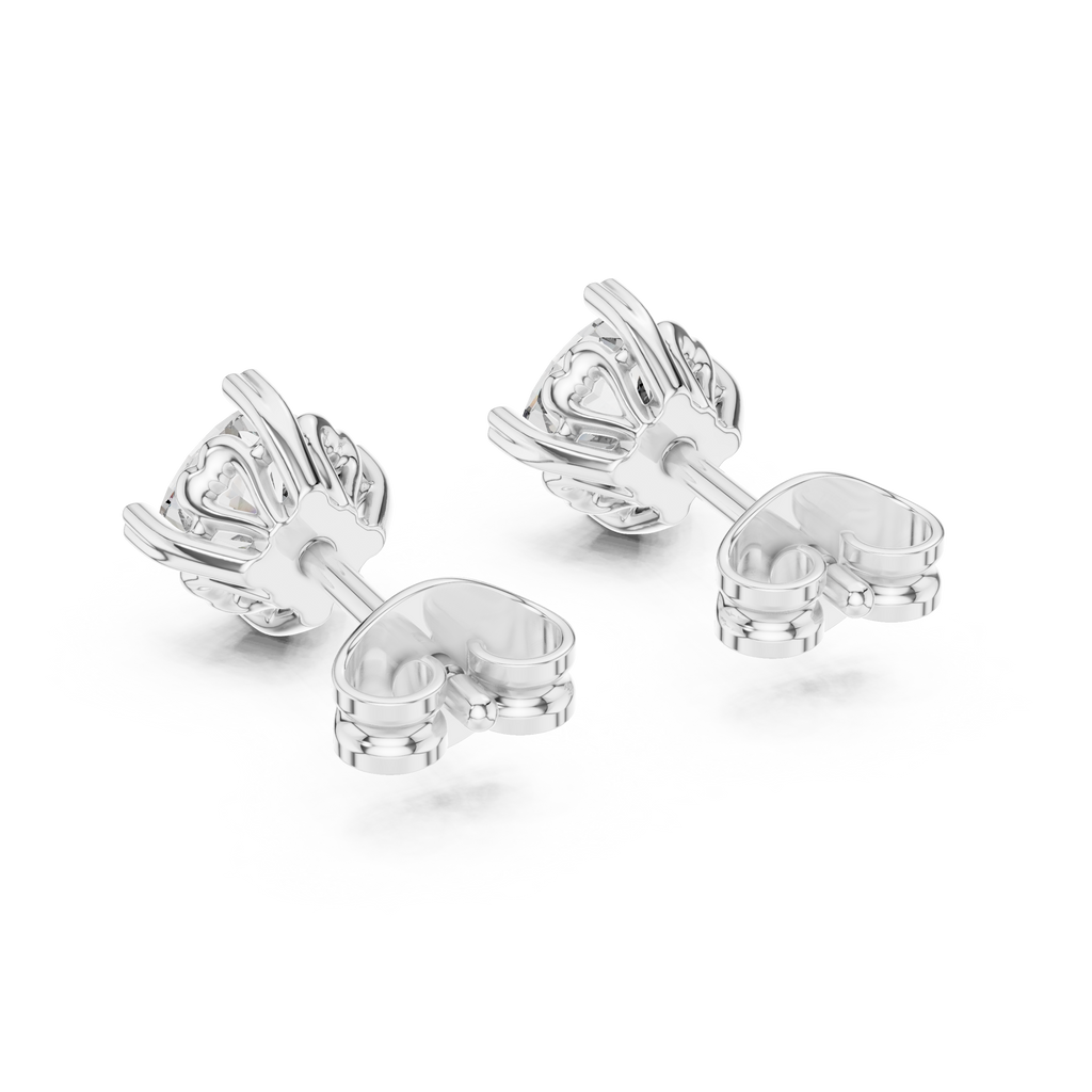 Belovia Heart Prong Cushion Cut Lab Grown Diamond Solitaire Studs