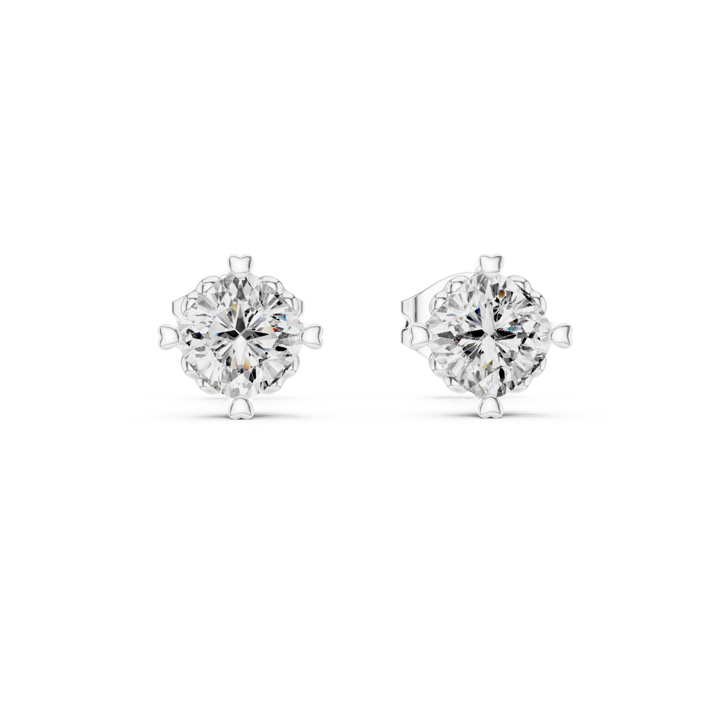 Belovia Heart Prong Cushion Cut Lab Grown Diamond Solitaire Studs