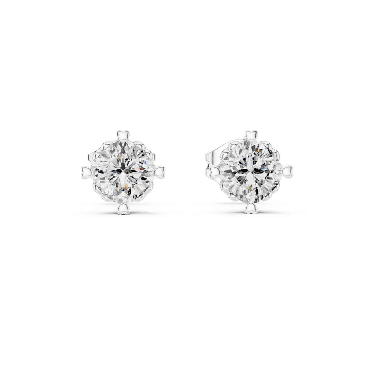 Belovia Heart Prong Cushion Cut Lab Grown Diamond Solitaire Studs