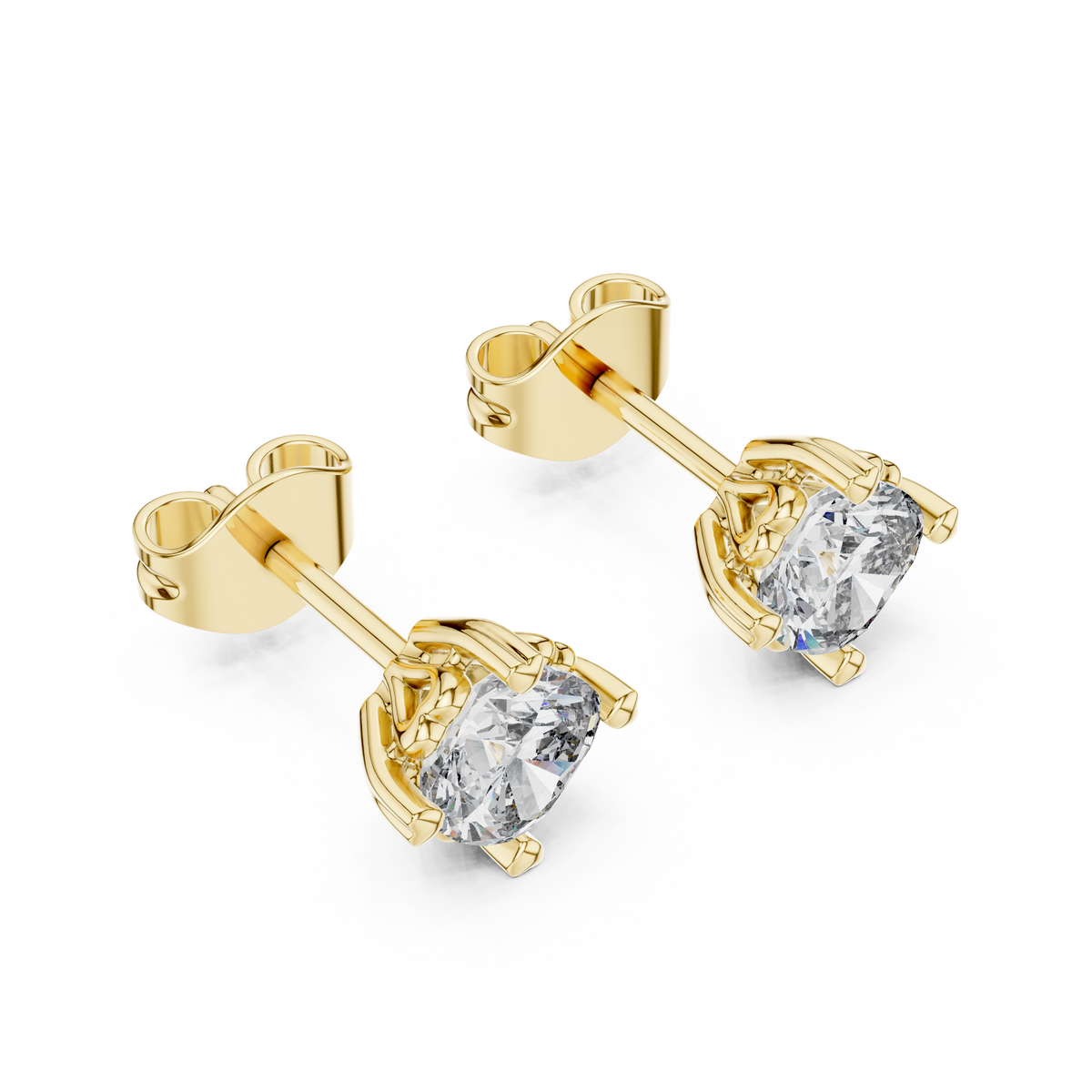 Belovia Heart Prong Cushion Cut Lab Grown Diamond Solitaire Studs