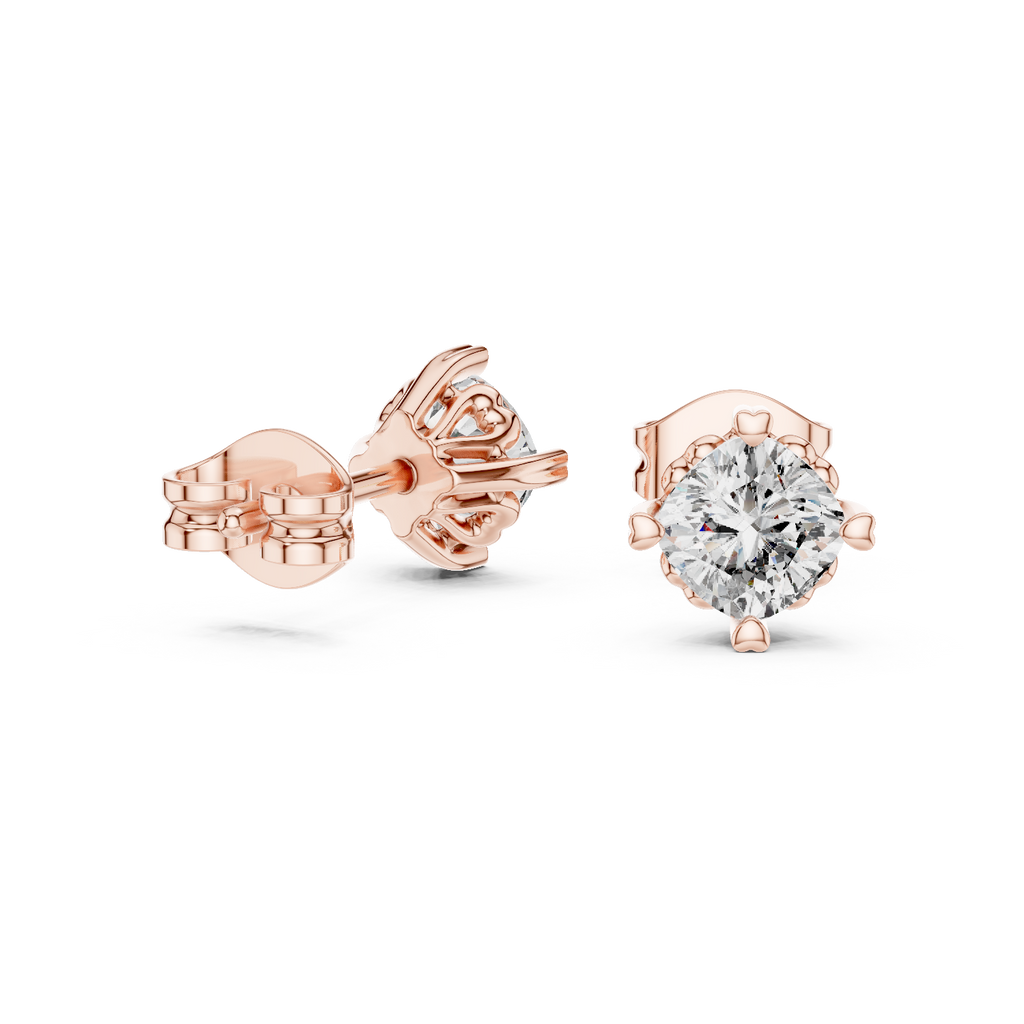 Belovia Heart Prong Cushion Cut Lab Grown Diamond Solitaire Studs
