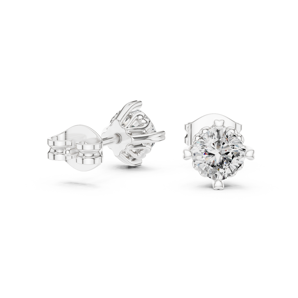 Belovia Heart Prong Cushion Cut Lab Grown Diamond Solitaire Studs