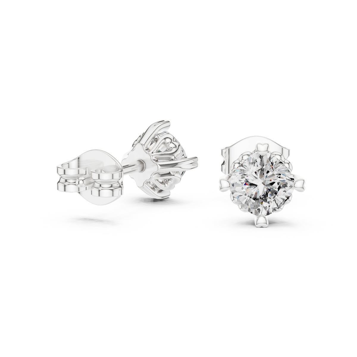 Belovia Heart Prong Cushion Cut Lab Grown Diamond Solitaire Studs