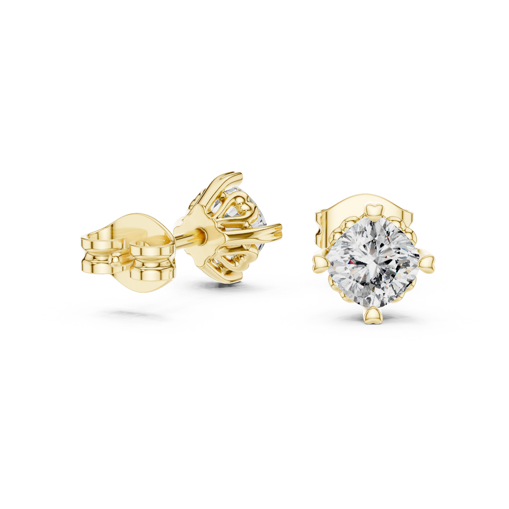 Belovia Heart Prong Cushion Cut Lab Grown Diamond Solitaire Studs