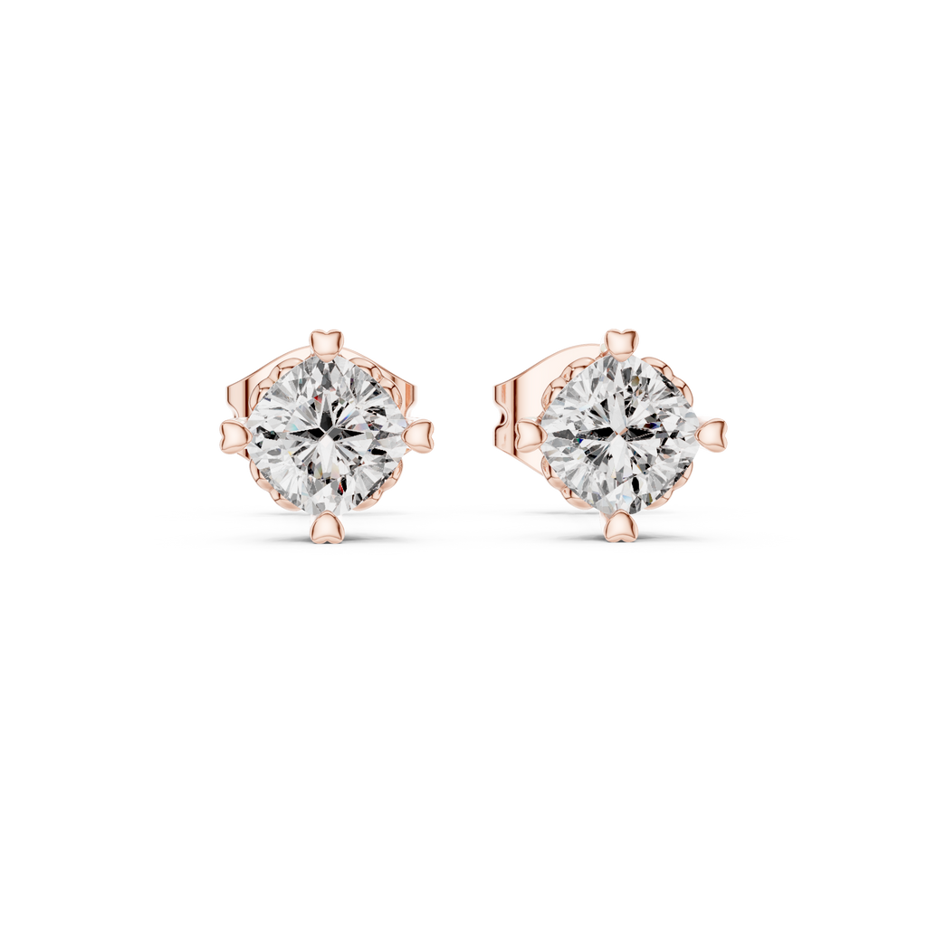 Cherelle Cushion Cut Heart Prong Lab Grown Diamond Solitaire Studs