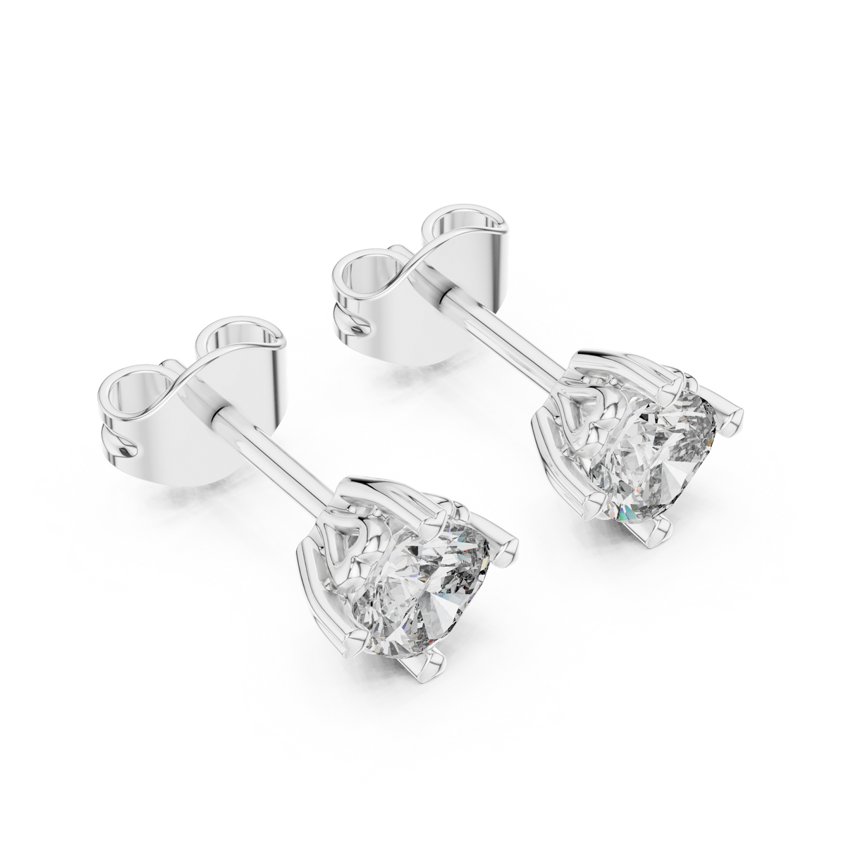 Cherelle Cushion Cut Heart Prong Lab Grown Diamond Solitaire Studs