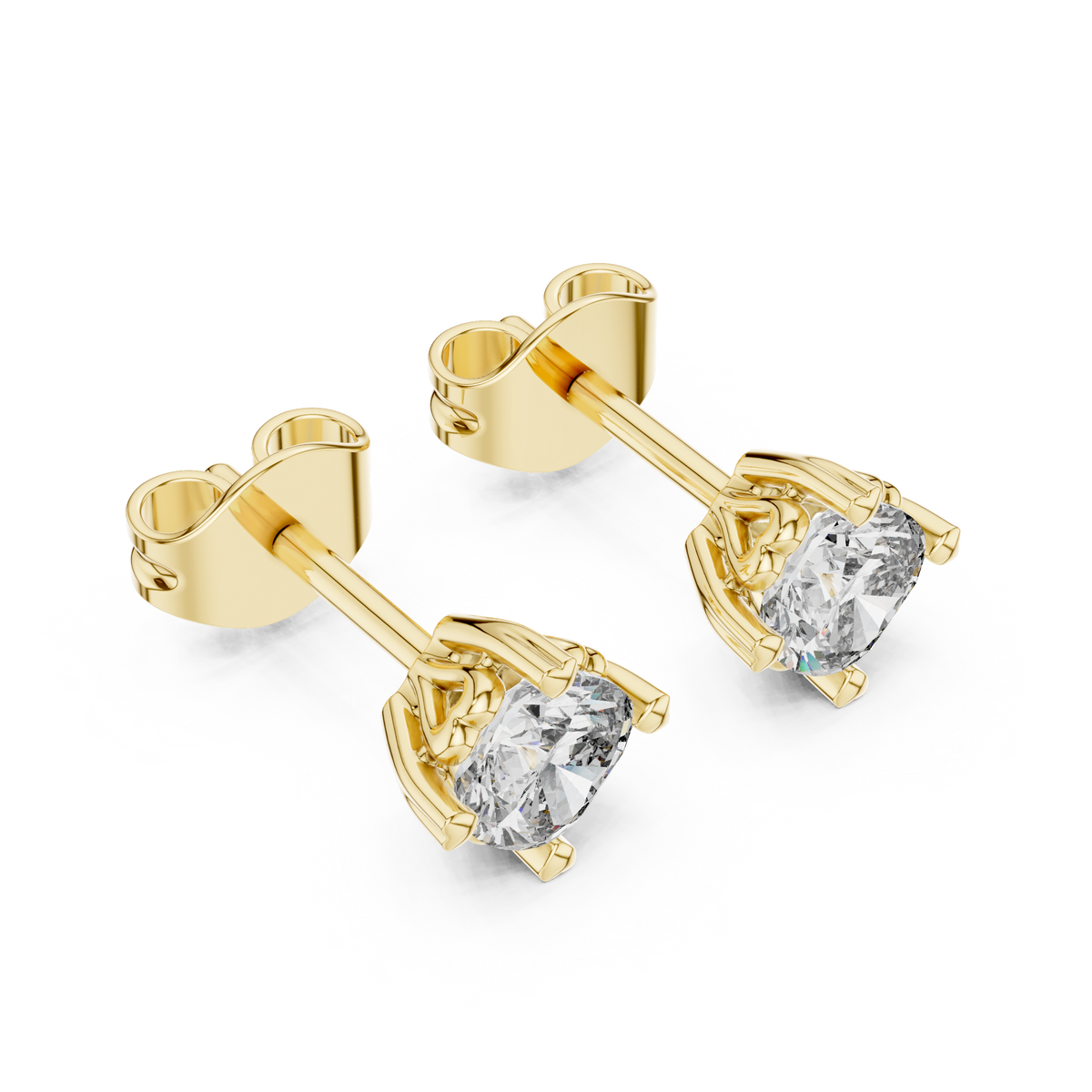 Cherelle Cushion Cut Heart Prong Lab Grown Diamond Solitaire Studs