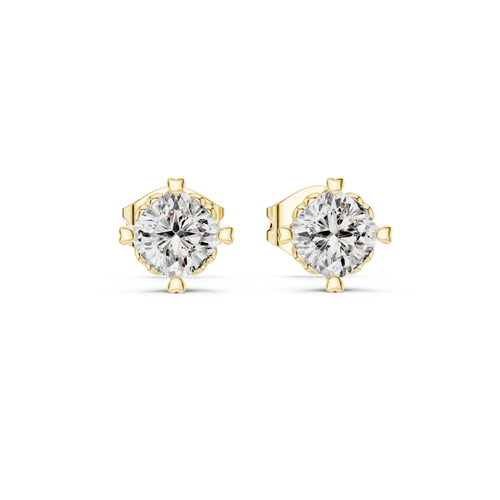 Cherelle Cushion Cut Heart Prong Lab Grown Diamond Solitaire Studs