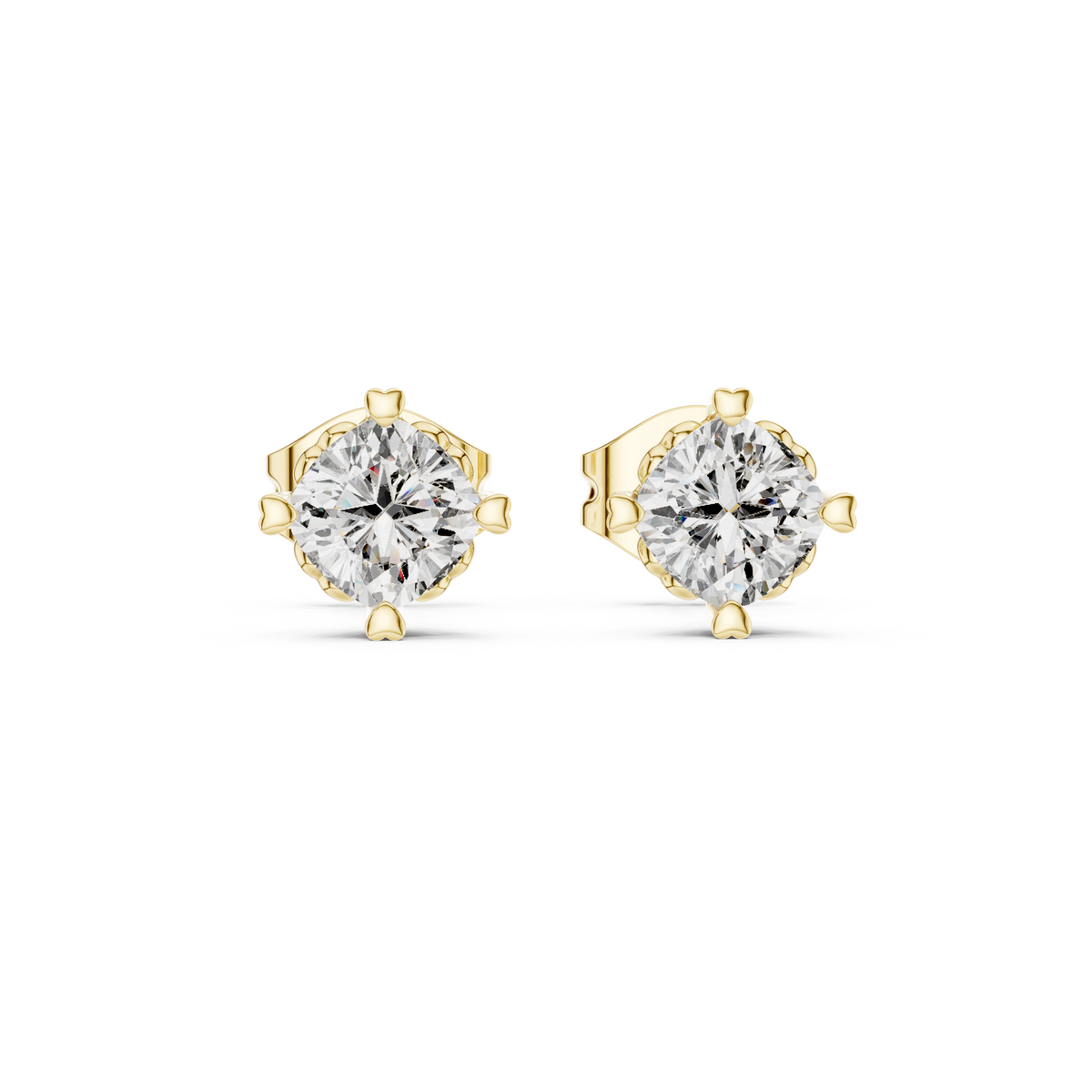 Cherelle Cushion Cut Heart Prong Lab Grown Diamond Solitaire Studs