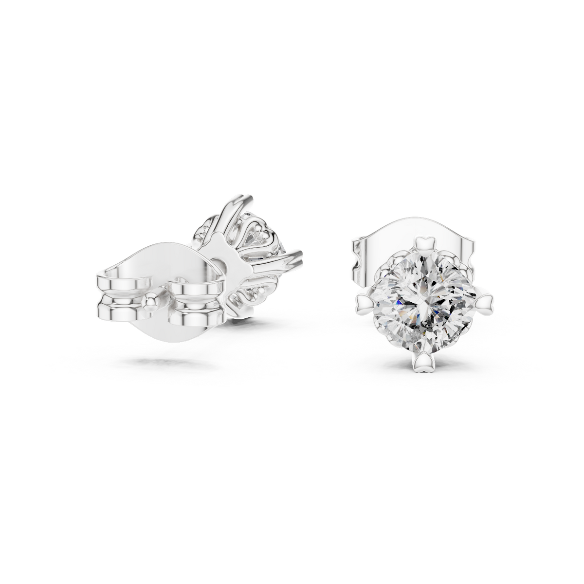 Cherelle Cushion Cut Heart Prong Lab Grown Diamond Solitaire Studs