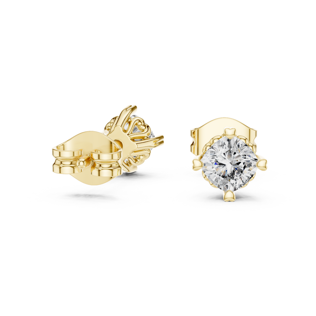 Cherelle Cushion Cut Heart Prong Lab Grown Diamond Solitaire Studs