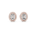 Ovalune Oval Cut Halo Lab Grown Diamond Stud Earrings