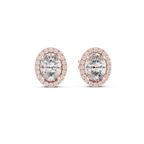 Ovalune Oval Cut Halo Lab Grown Diamond Stud Earrings