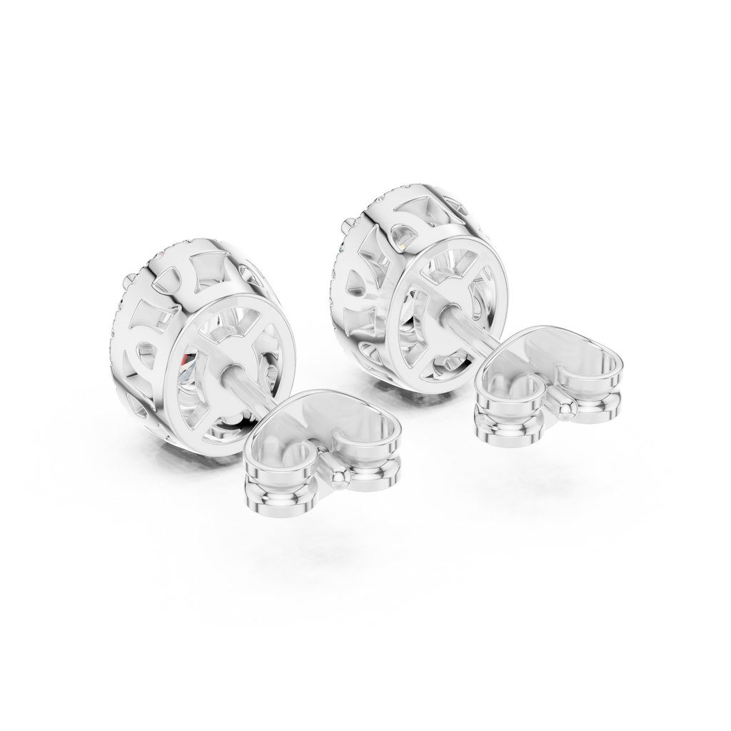 Ovalune Oval Cut Halo Lab Grown Diamond Stud Earrings