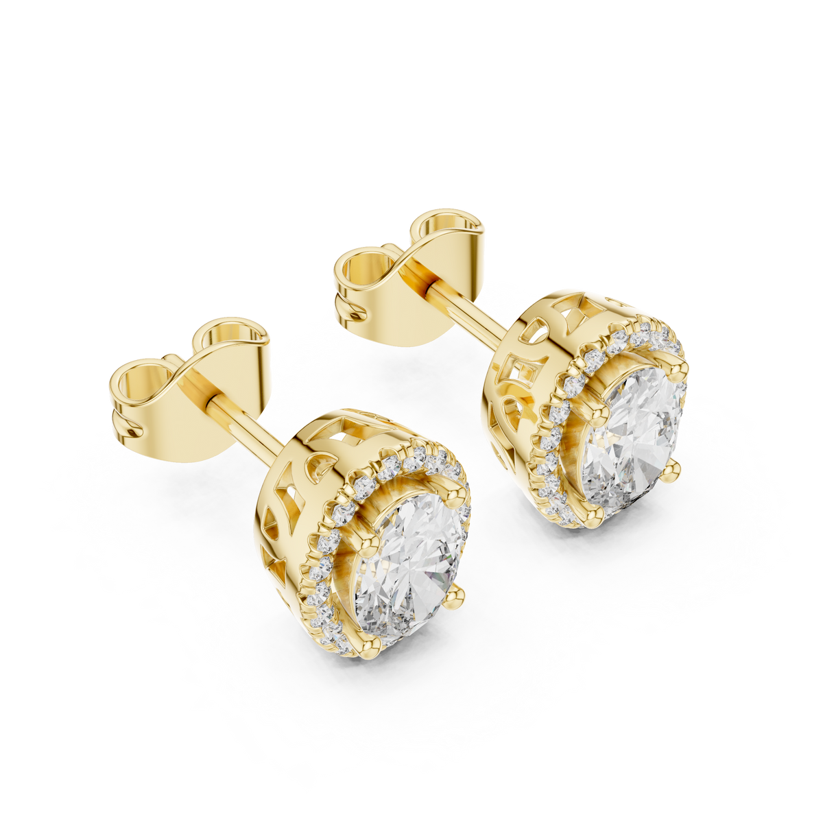 Ovalune Oval Cut Halo Lab Grown Diamond Stud Earrings