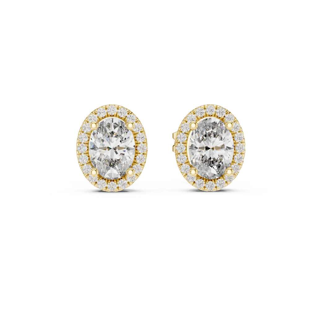 Ovalune Oval Cut Halo Lab Grown Diamond Stud Earrings