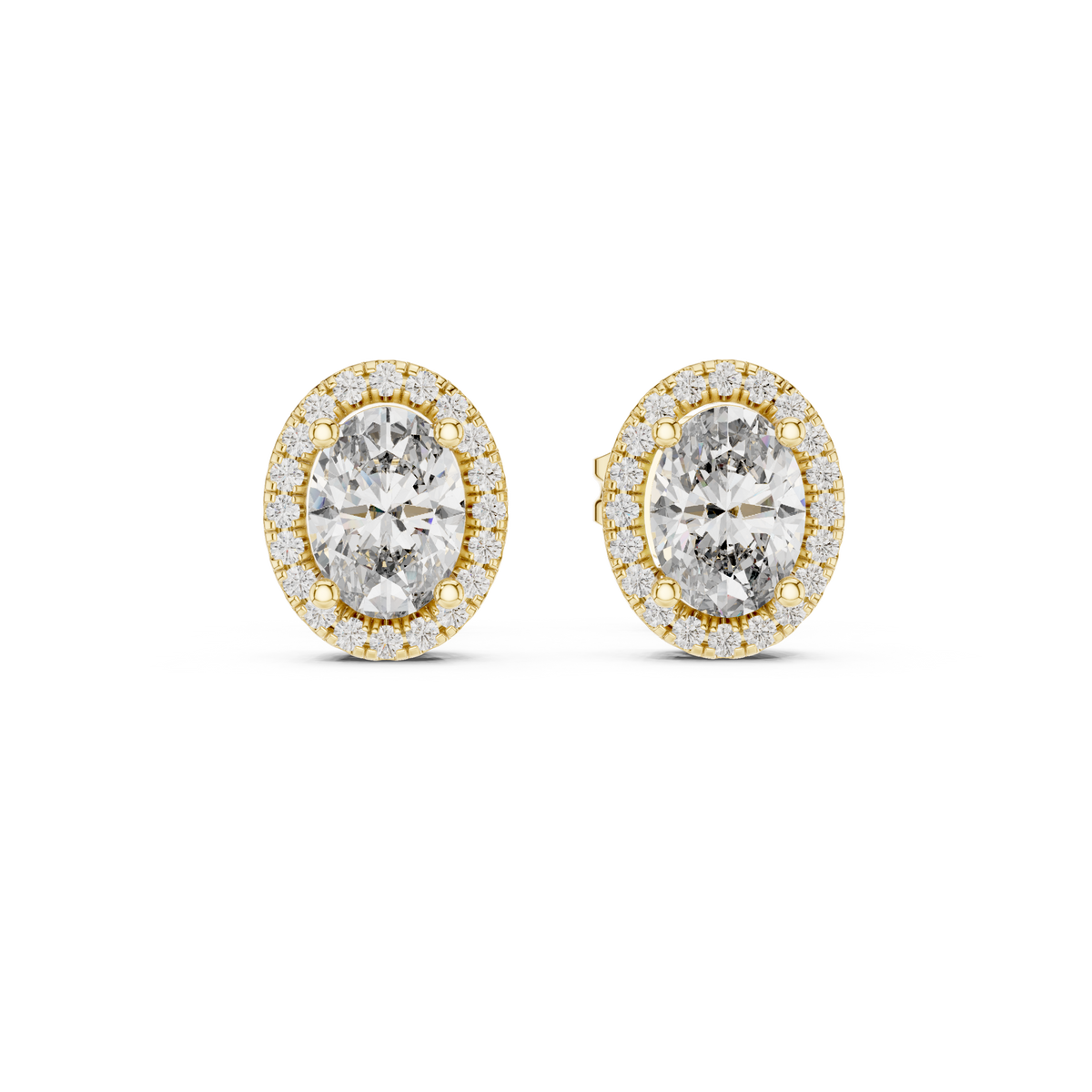 Ovalune Oval Cut Halo Lab Grown Diamond Stud Earrings