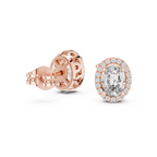 Ovalune Oval Cut Halo Lab Grown Diamond Stud Earrings