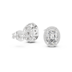 Ovalune Oval Cut Halo Lab Grown Diamond Stud Earrings