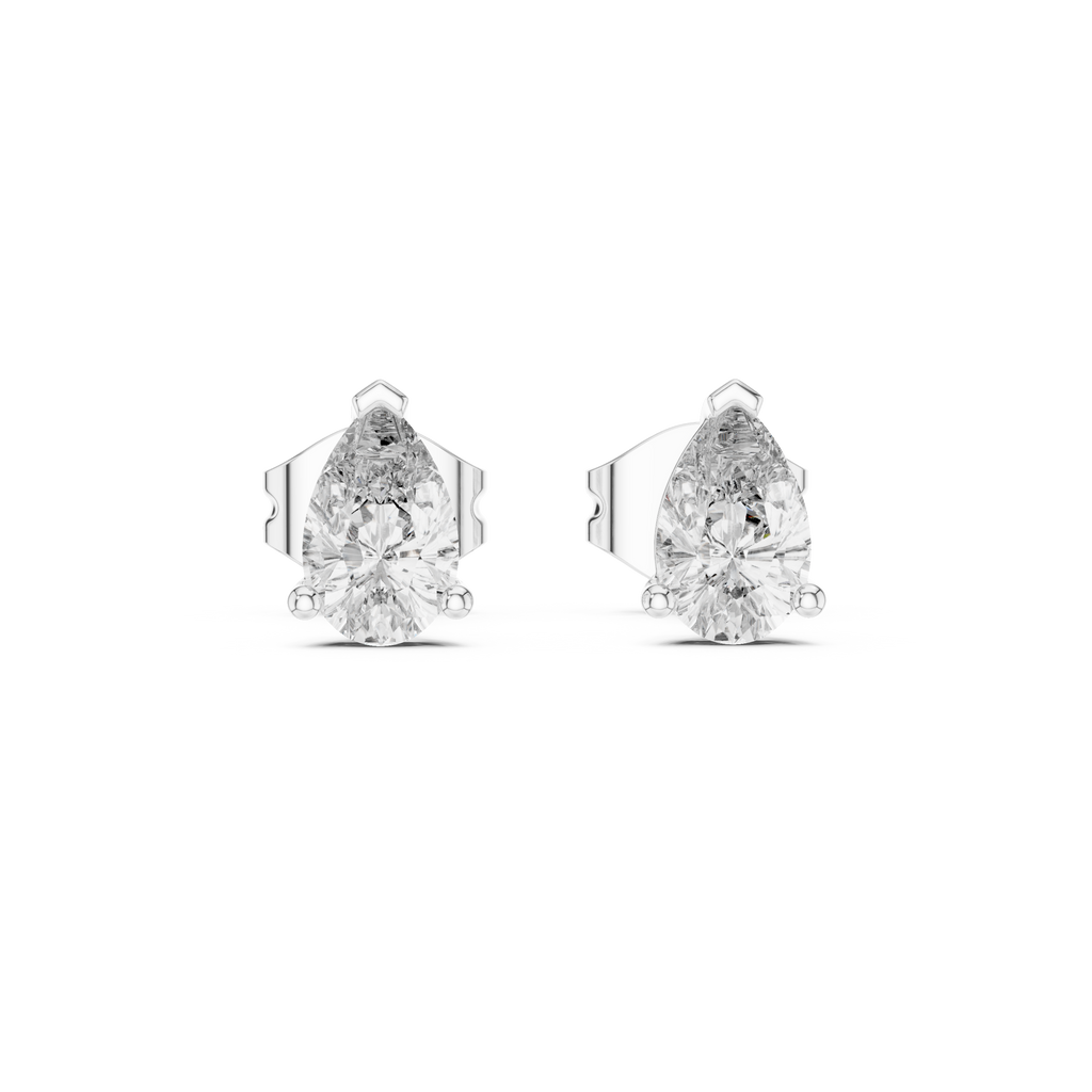 Droplette Pear Cut Solitaire Lab Grown Diamond Stud Earrings