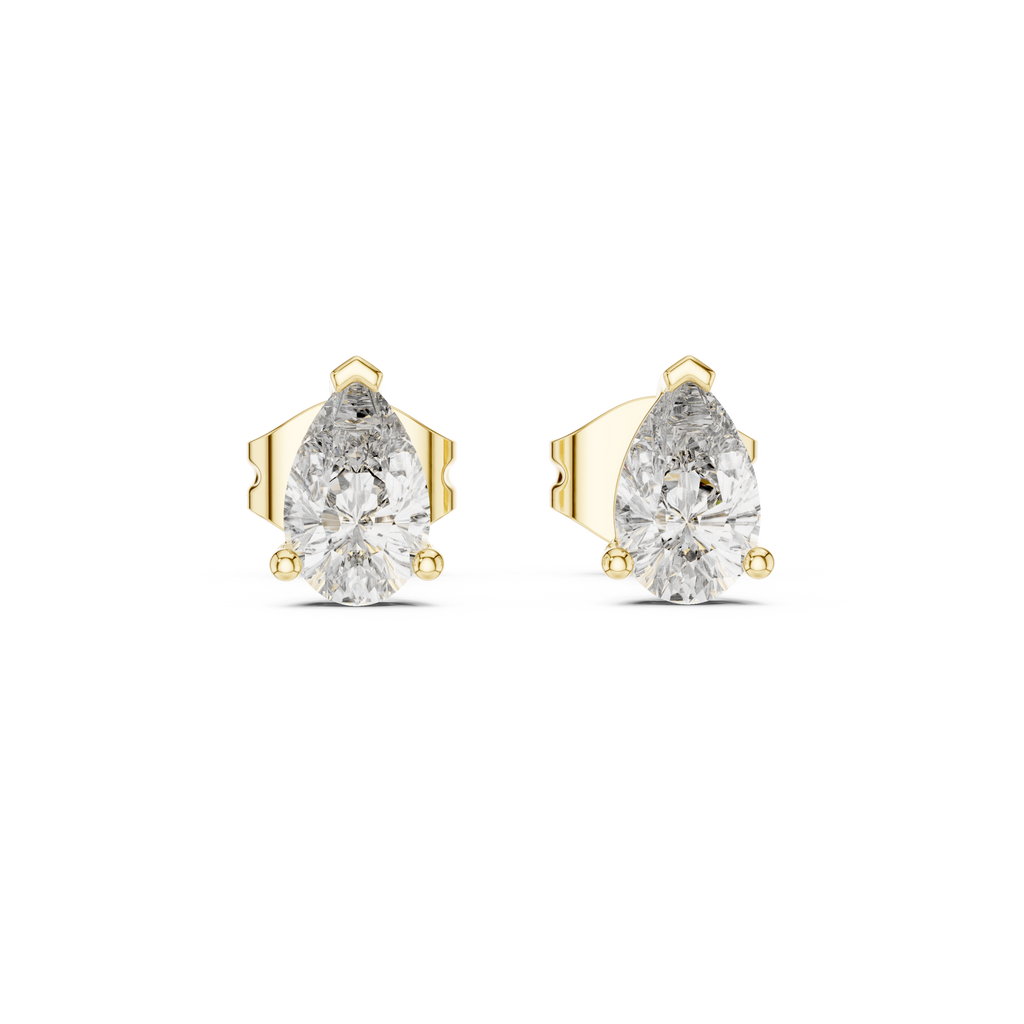 Droplette Pear Cut Solitaire Lab Grown Diamond Stud Earrings