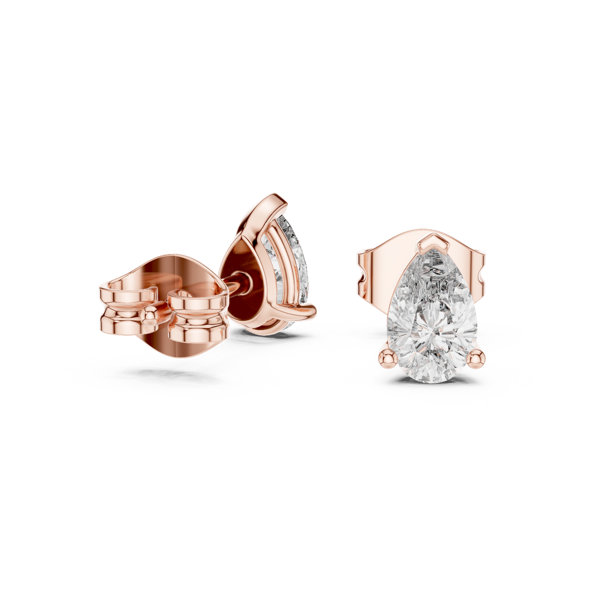 Droplette Pear Cut Solitaire Lab Grown Diamond Stud Earrings