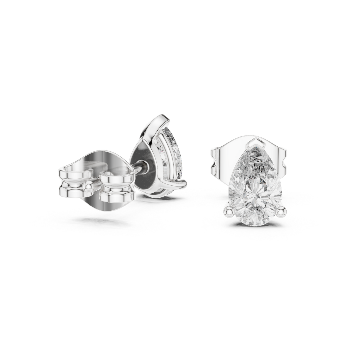 Droplette Pear Cut Solitaire Lab Grown Diamond Stud Earrings