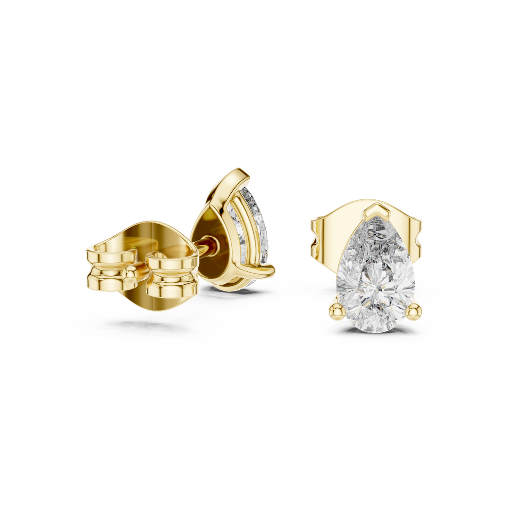 Droplette Pear Cut Solitaire Lab Grown Diamond Stud Earrings