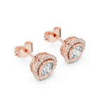 Aureolle Round Bezel Halo Lab Grown Diamond Stud Earrings