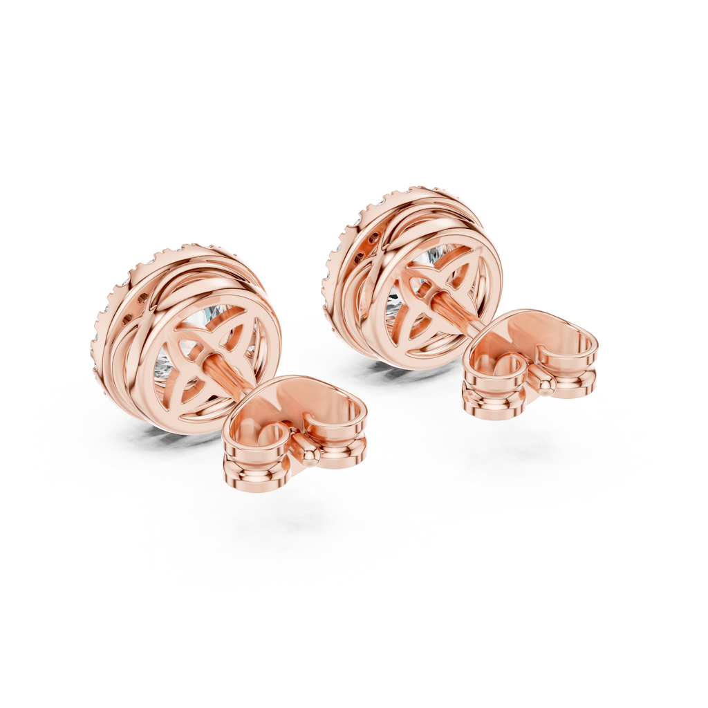 Aureolle Round Bezel Halo Lab Grown Diamond Stud Earrings