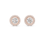 Aureolle Round Bezel Halo Lab Grown Diamond Stud Earrings