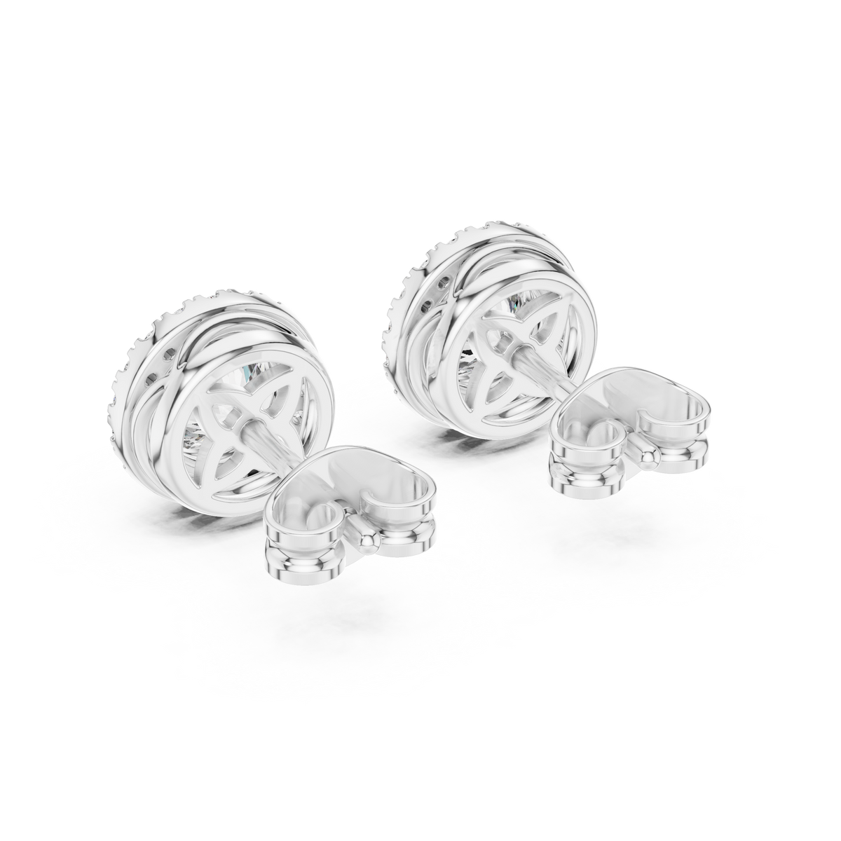 Aureolle Round Bezel Halo Lab Grown Diamond Stud Earrings