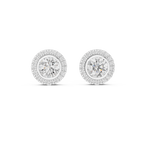 Aureolle Round Bezel Halo Lab Grown Diamond Stud Earrings