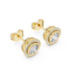 Aureolle Round Bezel Halo Lab Grown Diamond Stud Earrings