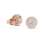 Aureolle Round Bezel Halo Lab Grown Diamond Stud Earrings