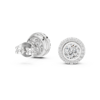 Aureolle Round Bezel Halo Lab Grown Diamond Stud Earrings
