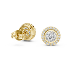 Aureolle Round Bezel Halo Lab Grown Diamond Stud Earrings
