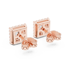 Regalia Princess Cut Square Halo Lab Grown Diamond Stud Earrings